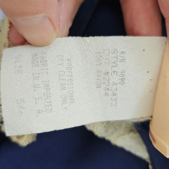 Vintage 80s Nina Piccalino Dress navy dolman statement lace collar junior 5/6 - Picture 10 of 11